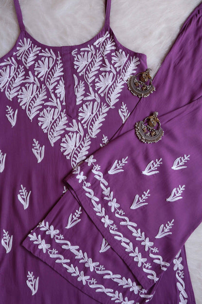 Sandhya Dusty Purple Sleeveless Rayon Kurta Pant set