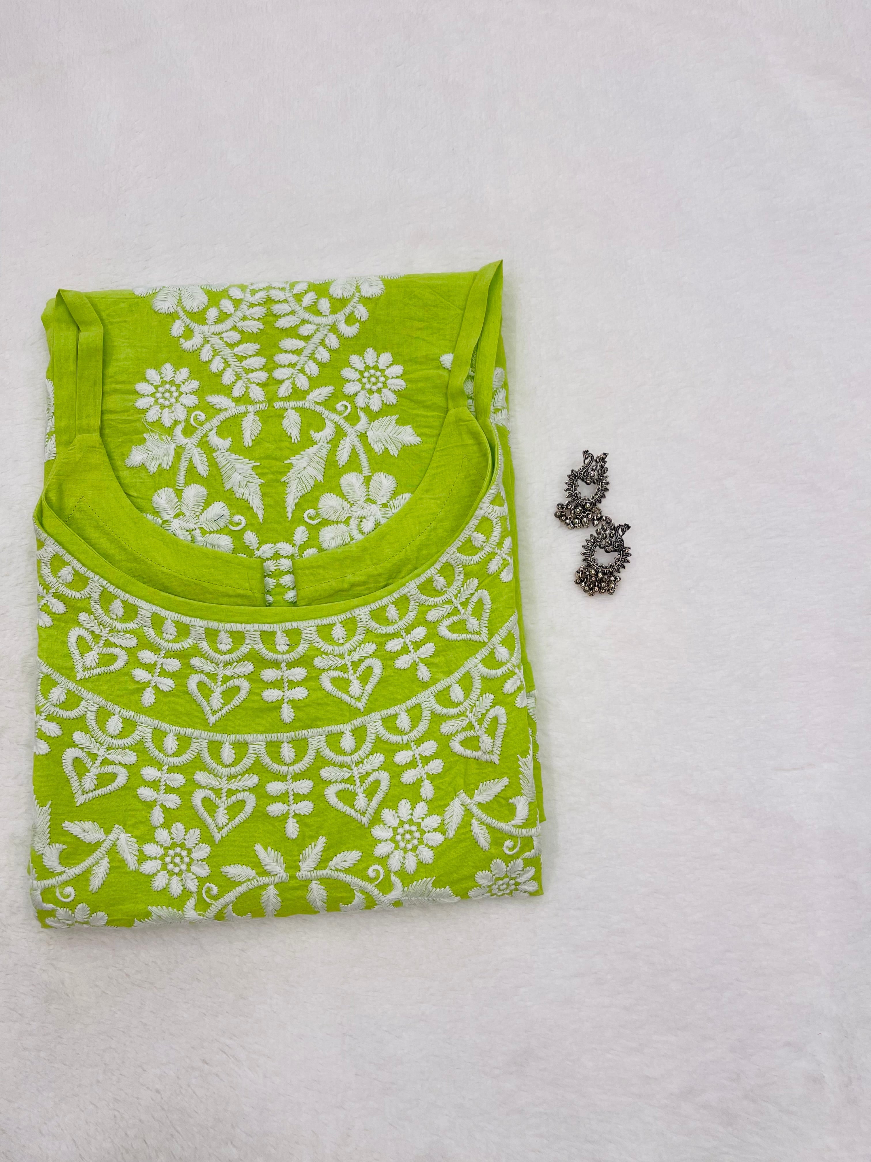 swarna Lime Green Cotton Kurta