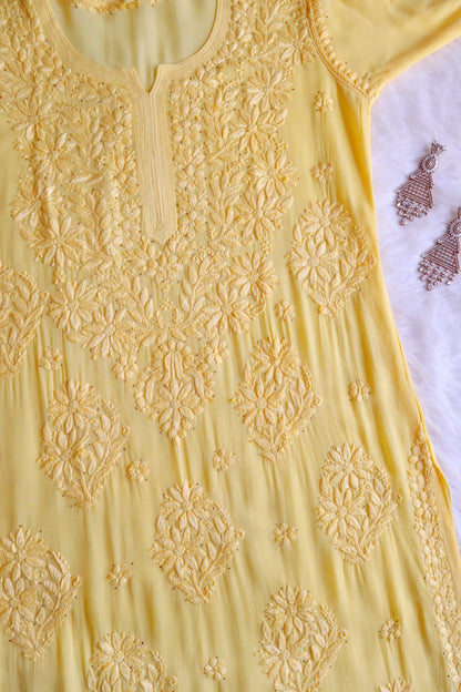 aayat Yellow Viscose Georgette Kurta