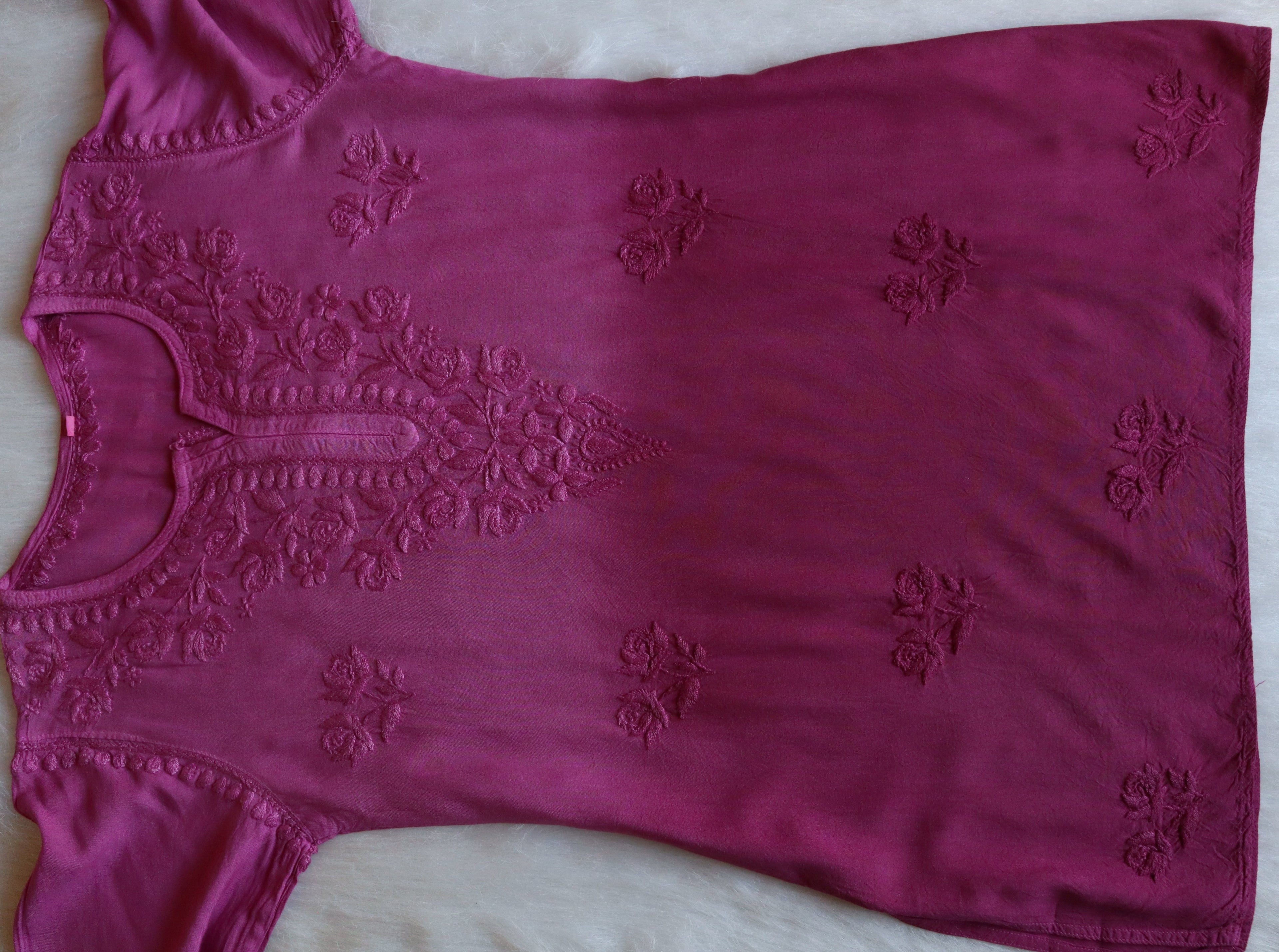 gulzar Wine Purple Short Rayon Kurta