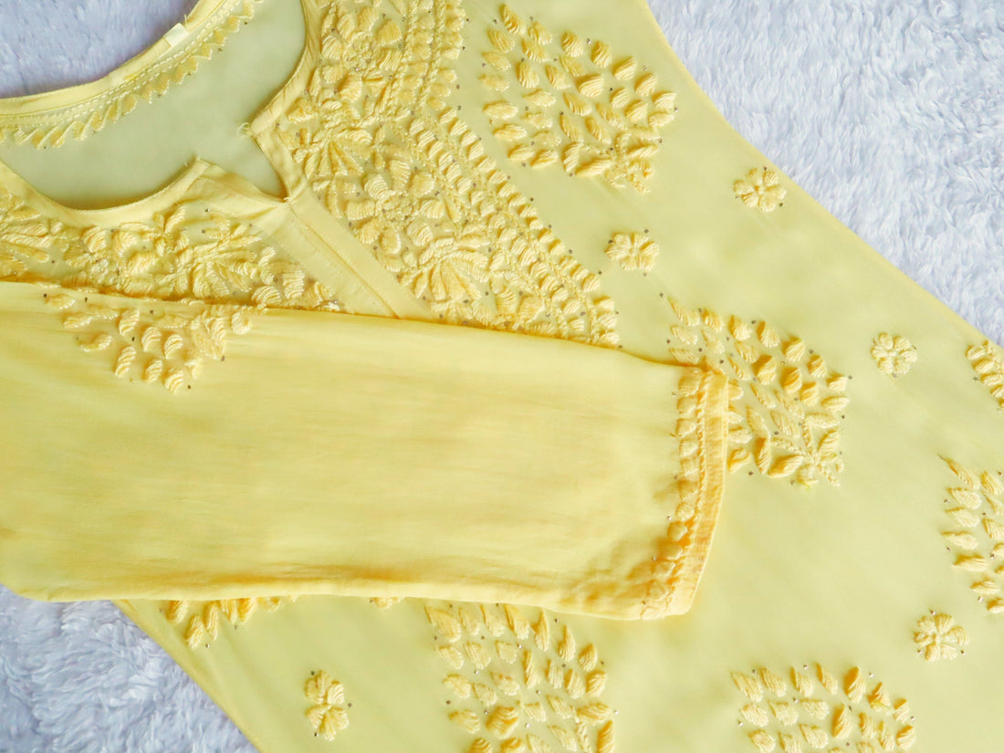 aayat Yellow Viscose Georgette Kurta