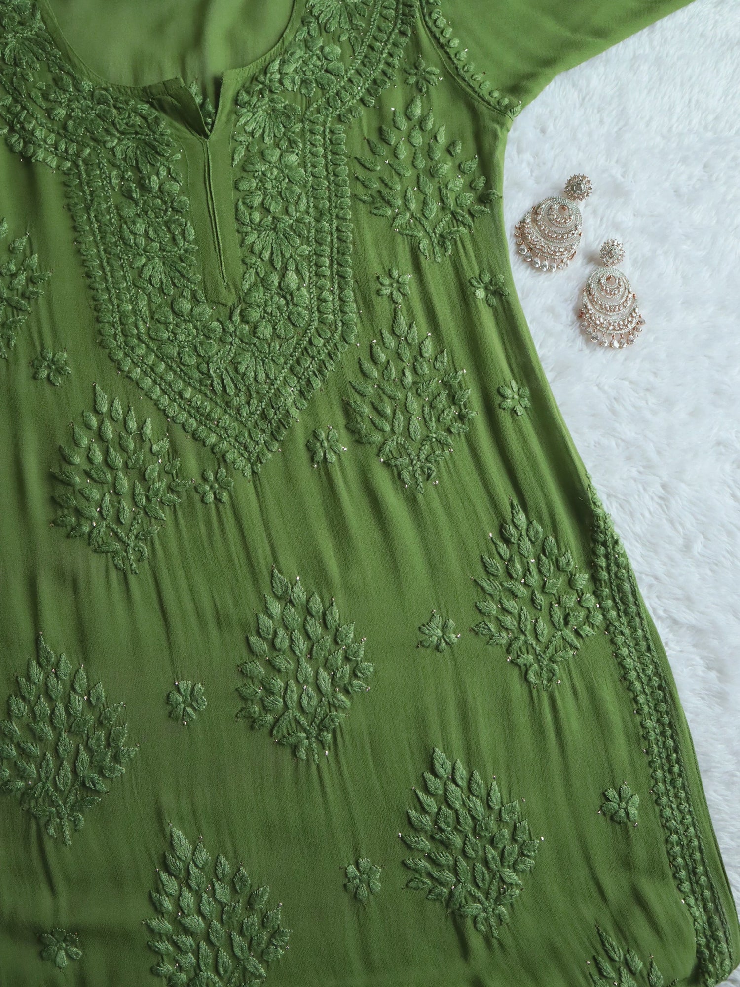 aayat Olive Viscose Georgette Kurta