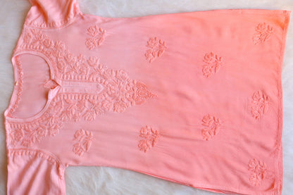 gulzar Peach Ombre Short Rayon Kurta