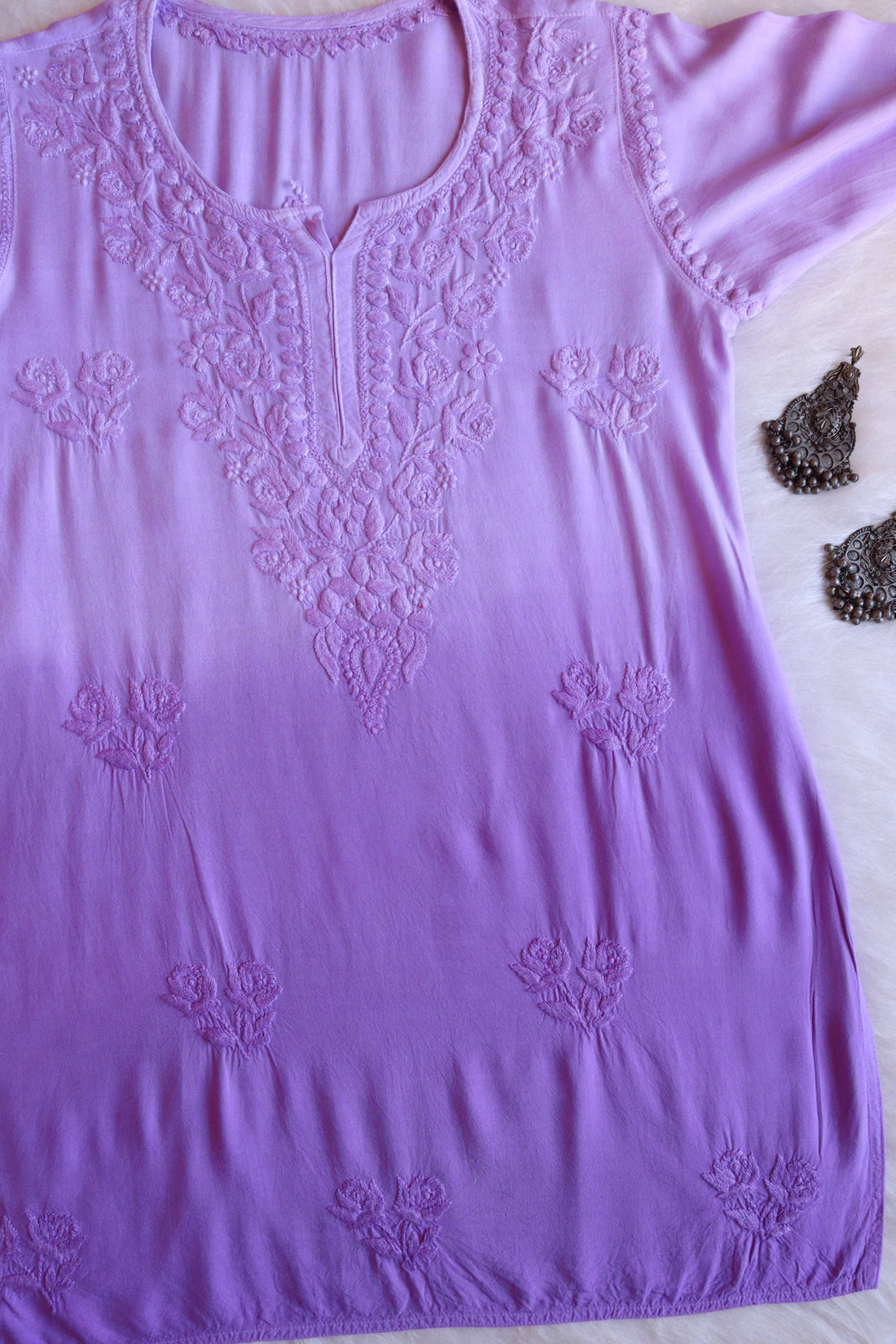 gulzar Lavender Short Rayon Kurta