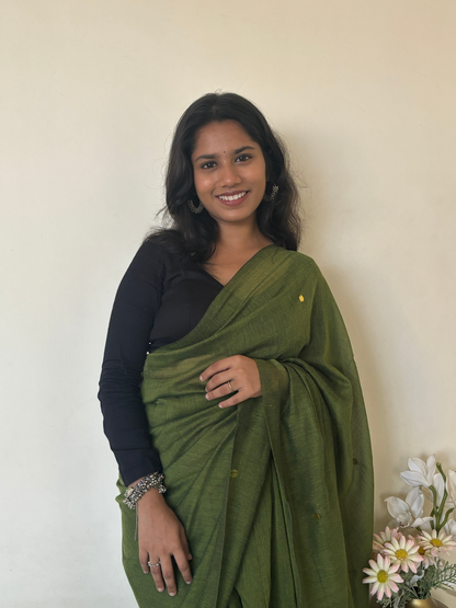 Olive Khadi Cotton Saree