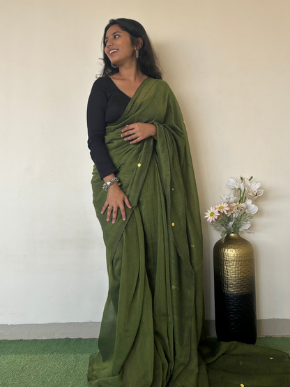 Olive Khadi Cotton Saree