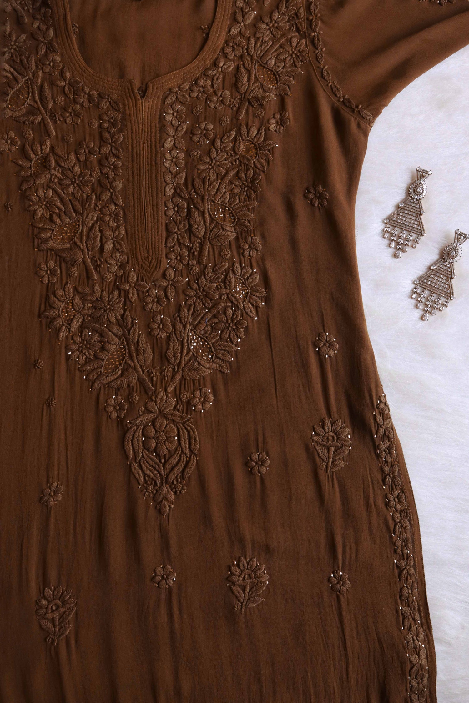 MAHIRA Chocolate Brown Viscose Georgette kurta