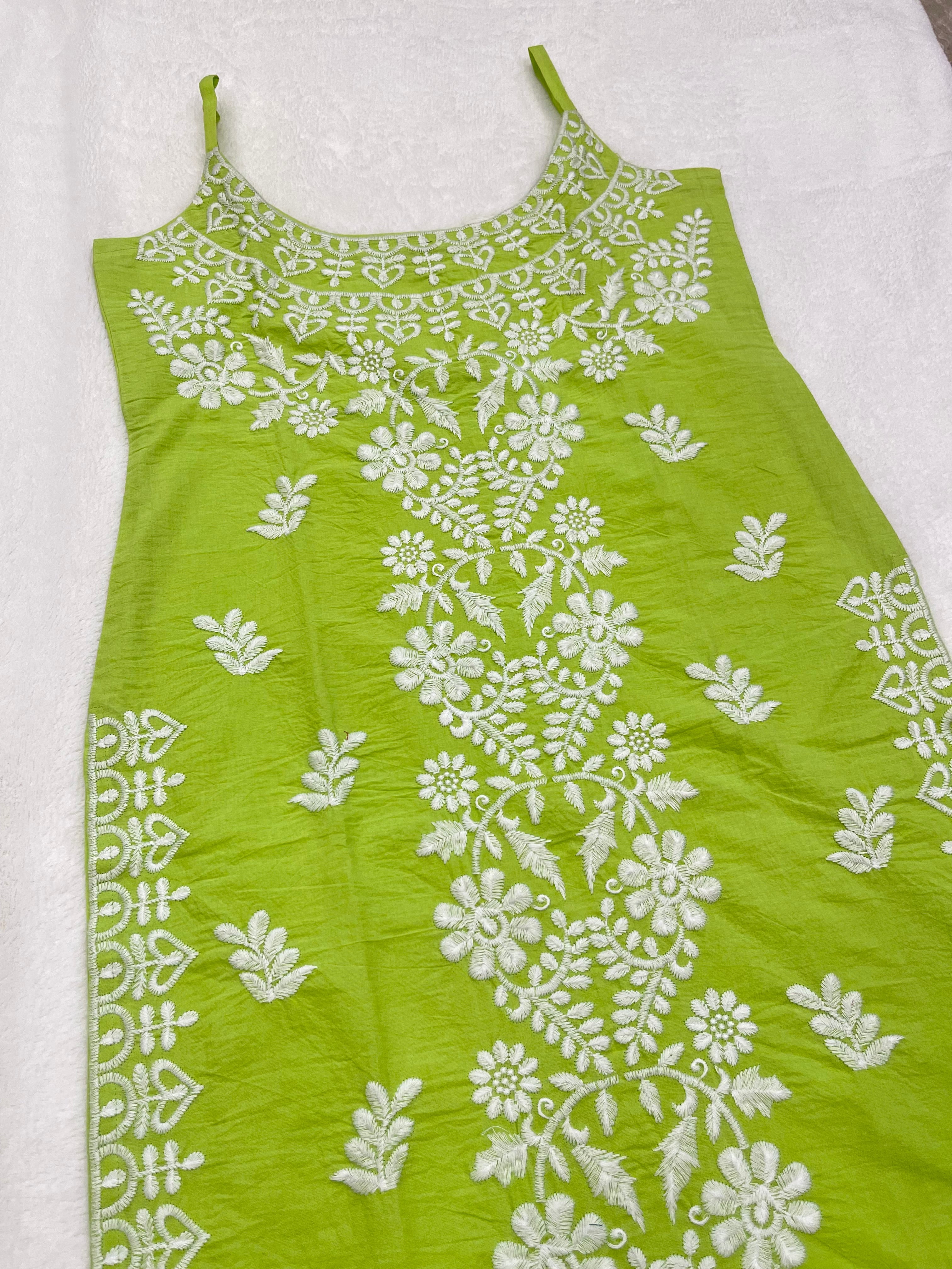 swarna Lime Green Cotton Kurta