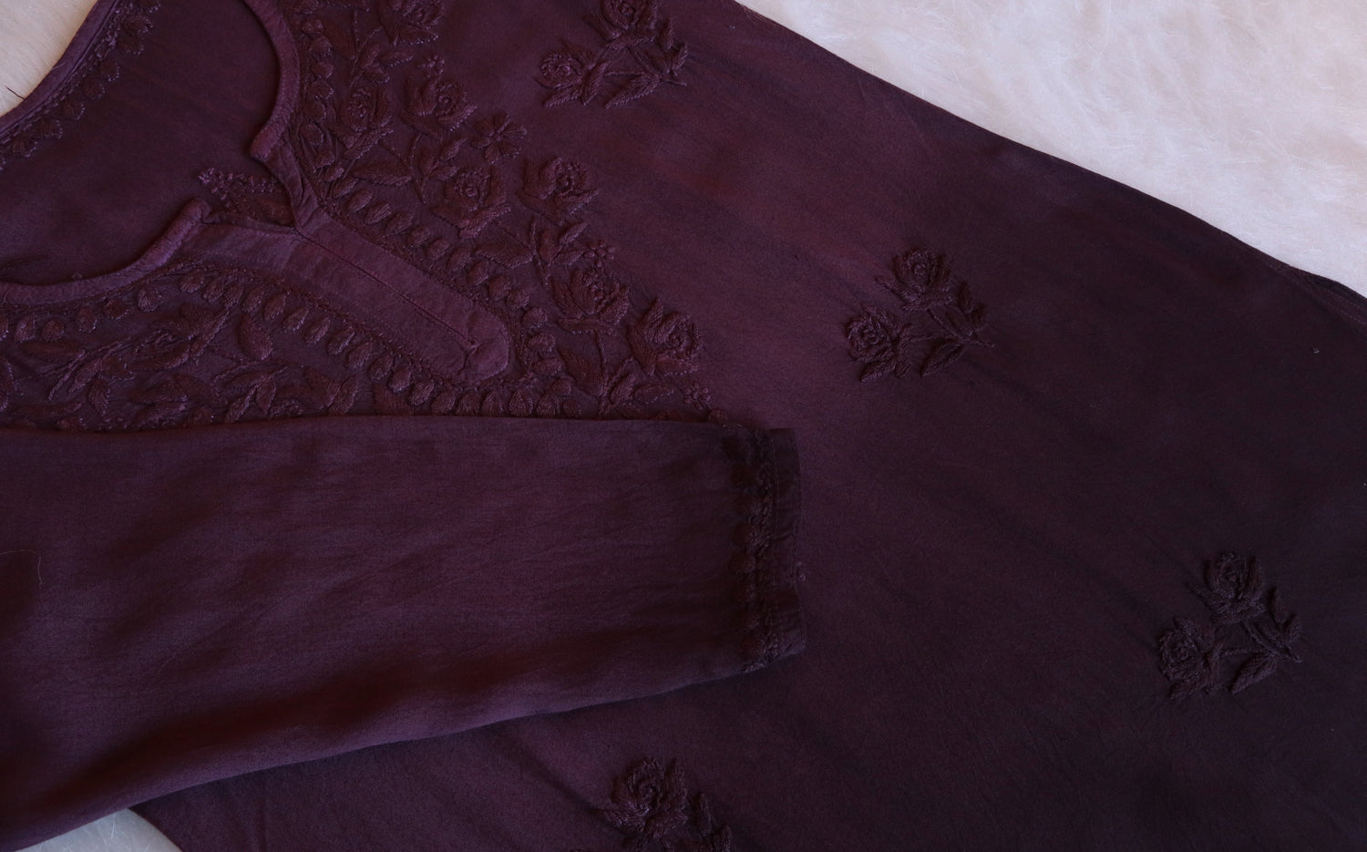 gulzar Smoky Purple Short Rayon Kurta