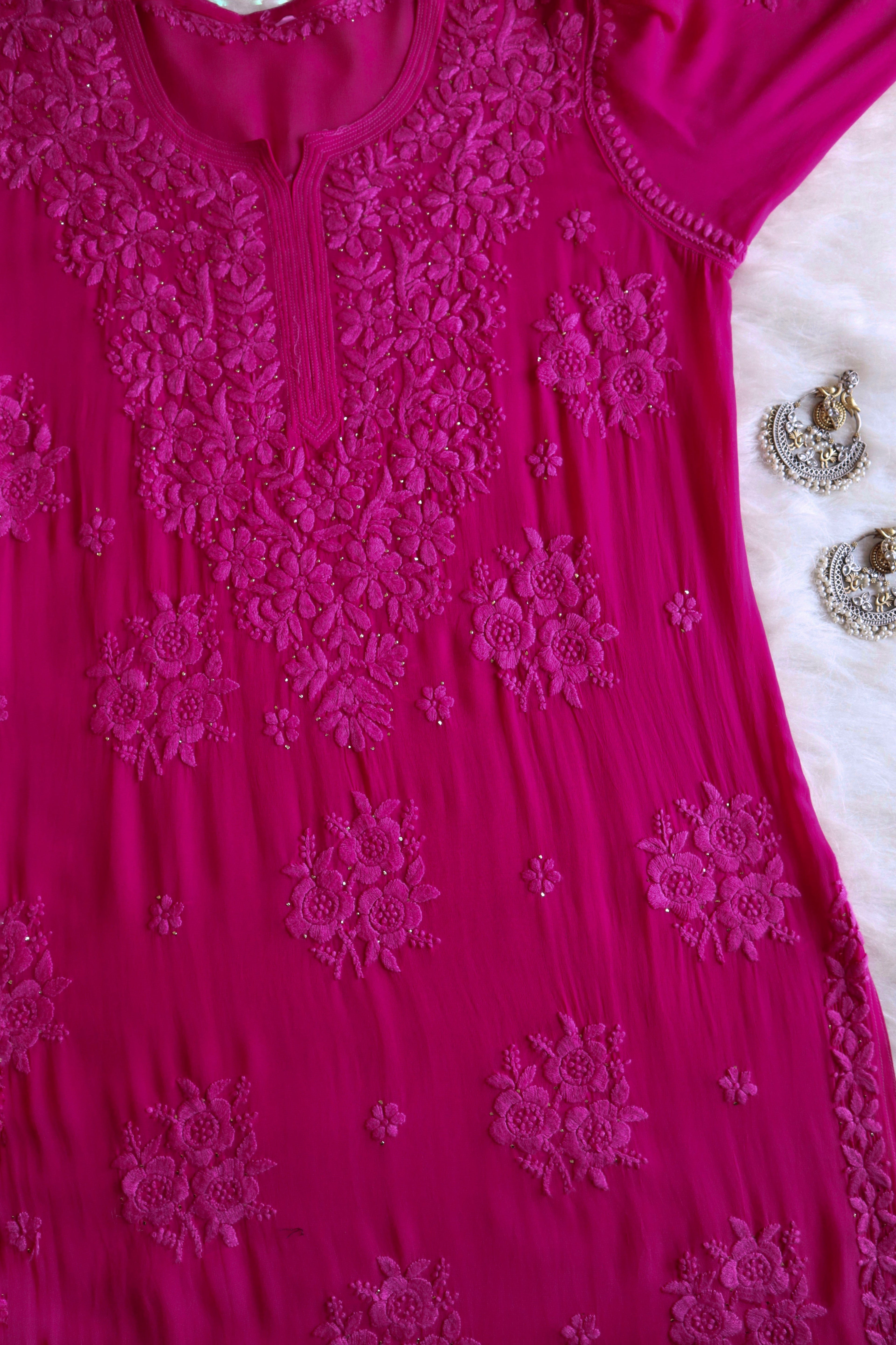 aayat Deep Pink Viscose Georgette kurta