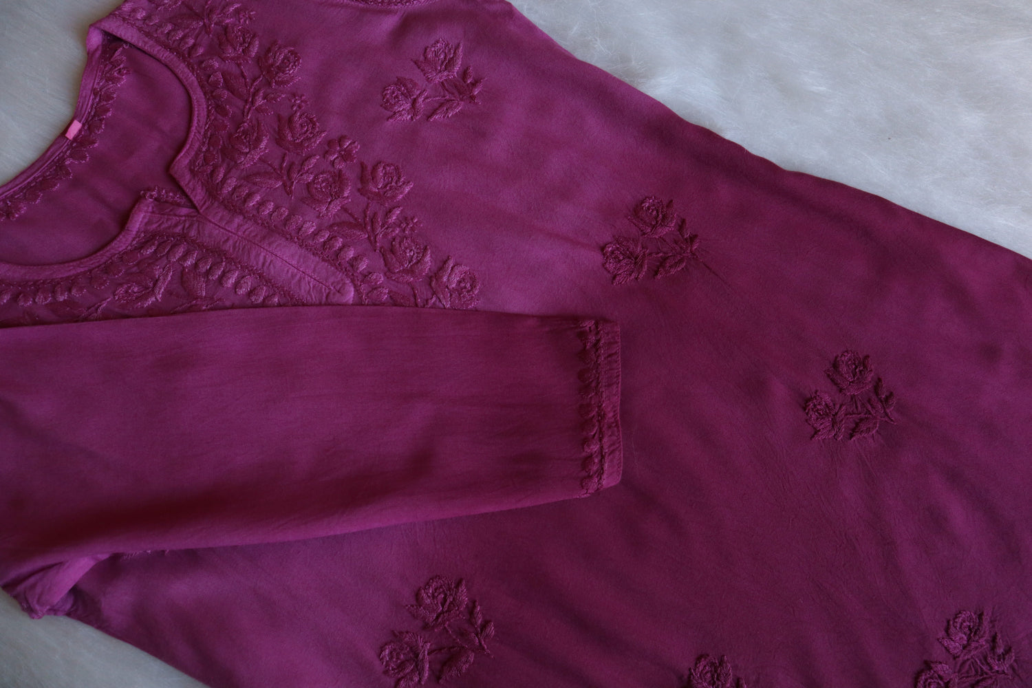 gulzar Wine Purple Short Rayon Kurta