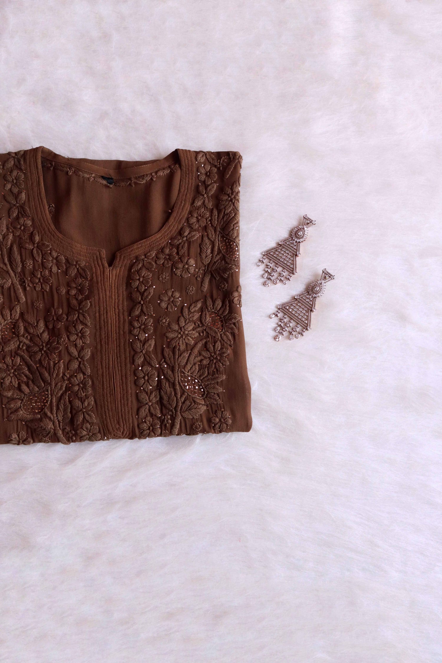 MAHIRA Chocolate Brown Viscose Georgette kurta