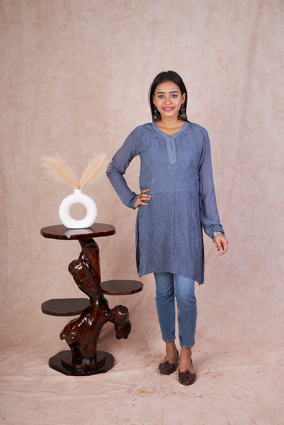 Viscose Resham Thread Short Kurta