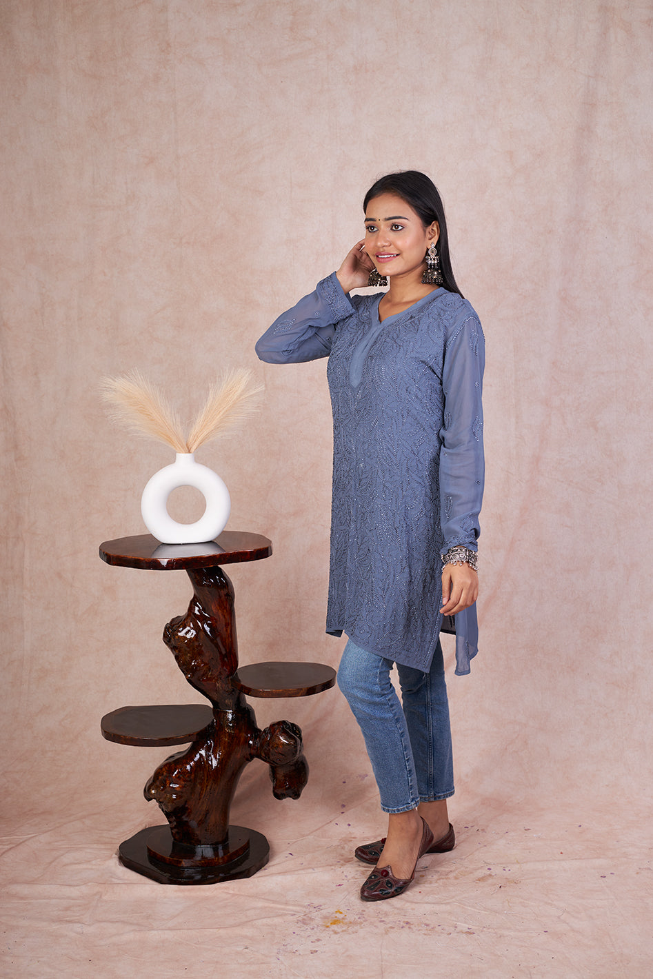 Viscose Resham Thread Short Kurta