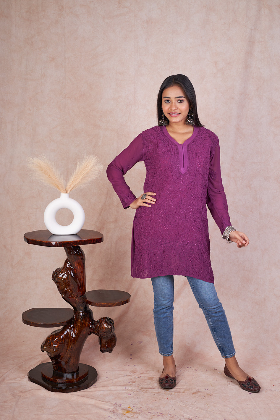 Viscose Resham Thread Short Kurta