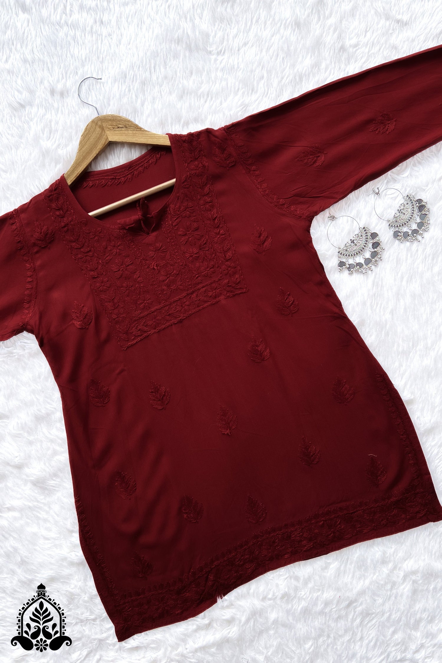 Husn Chikankari Rayon Short Kurti