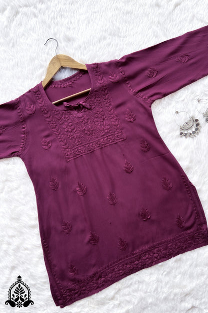 Husn Chikankari Rayon Short Kurti