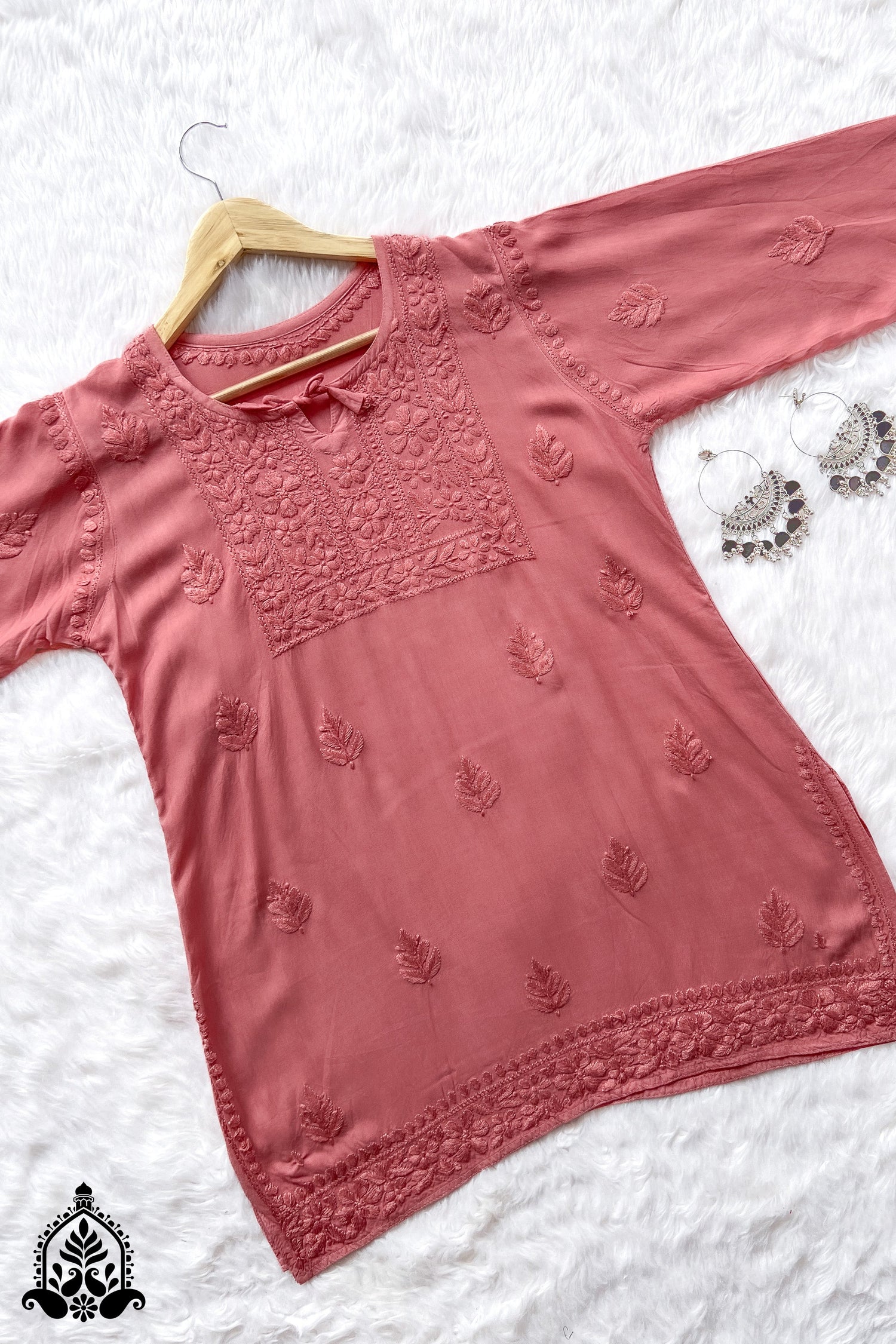 Husn Chikankari Rayon Short Kurti