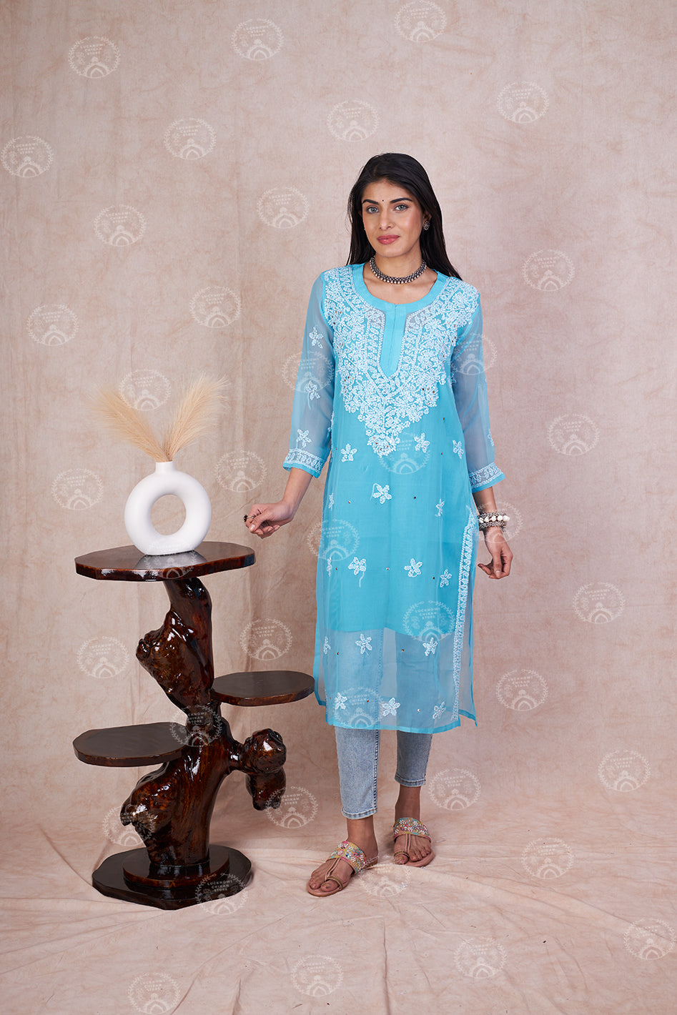 Siya Georgette Mukaish Kurta