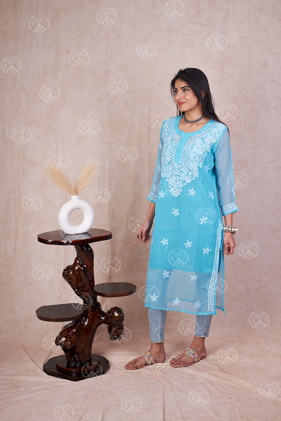 Siya Georgette Mukaish Kurta