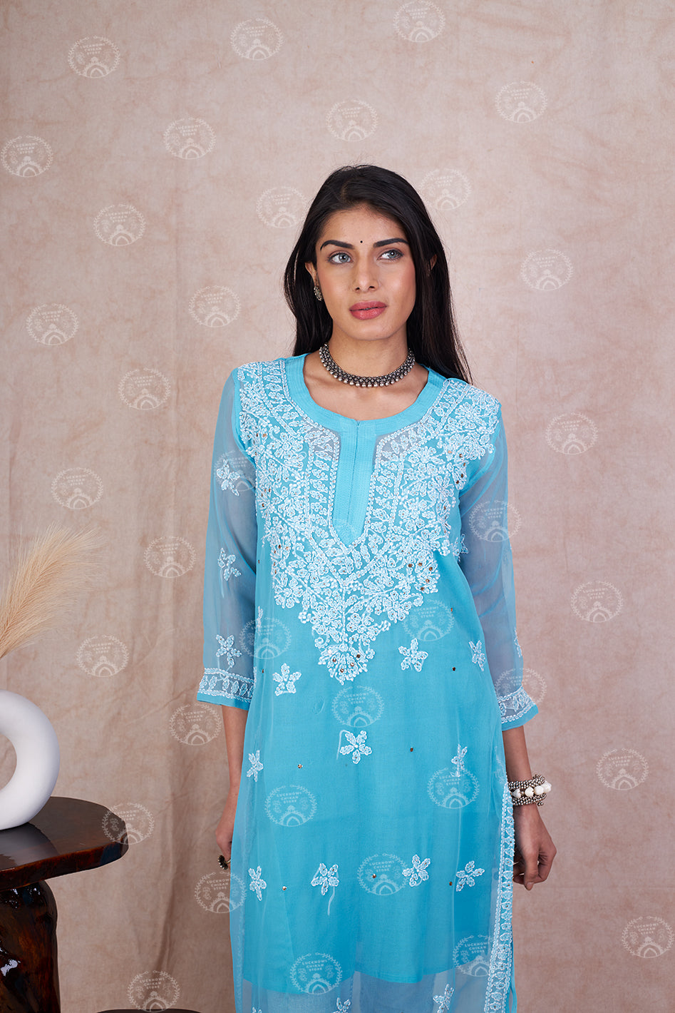 Siya Georgette Mukaish Kurta