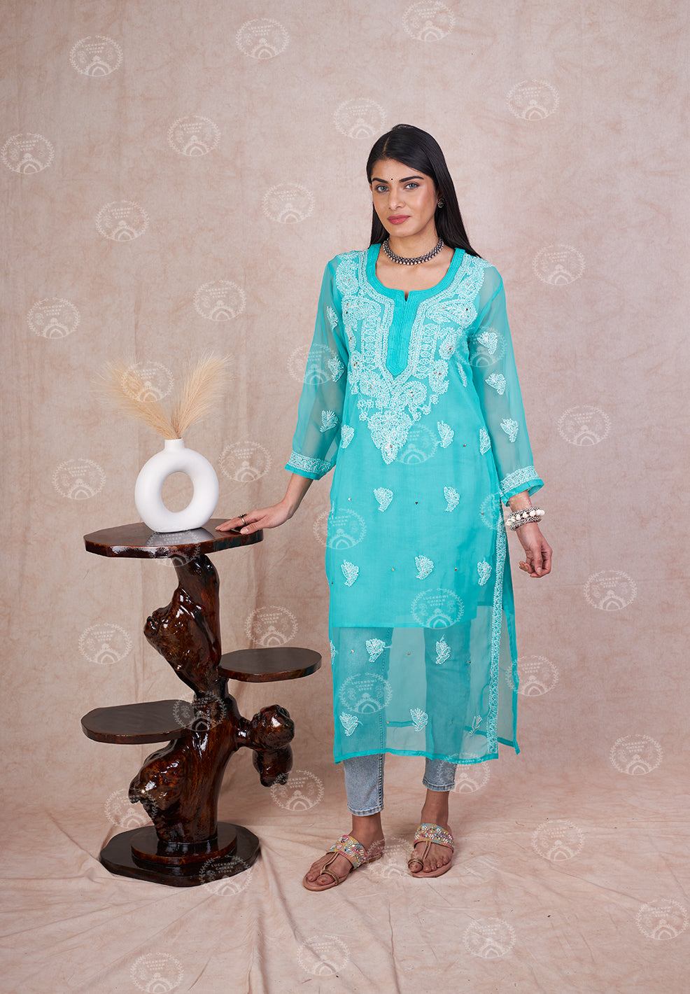 Siya Georgette Mukaish Kurta