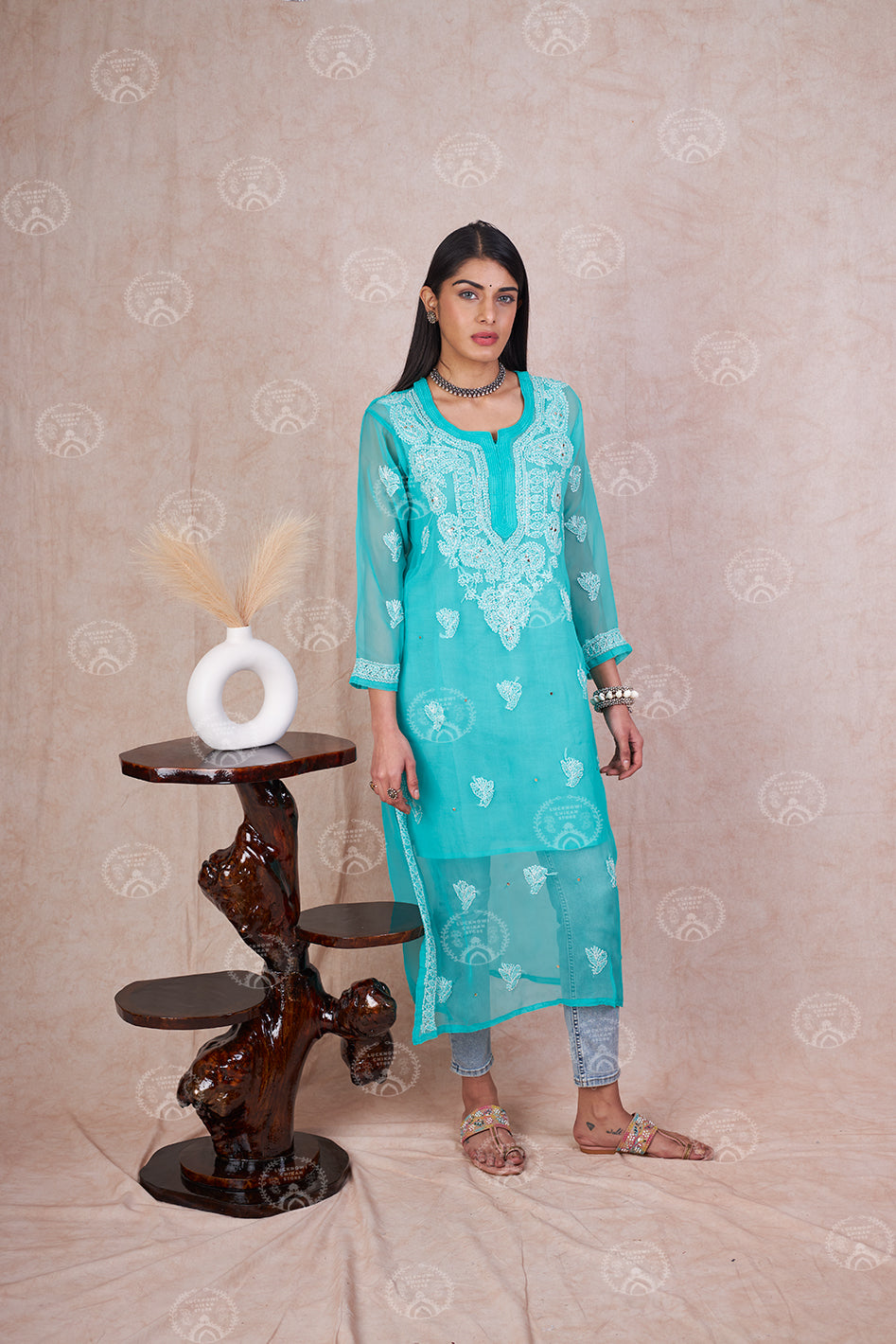 Siya Georgette Mukaish Kurta