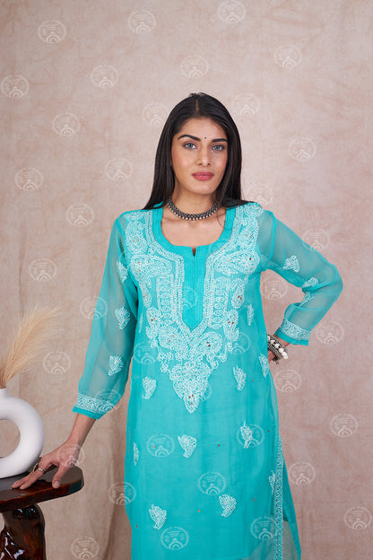 Siya Georgette Mukaish Kurta