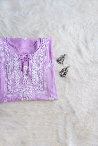 aks Lavender Long Rayon Kurta