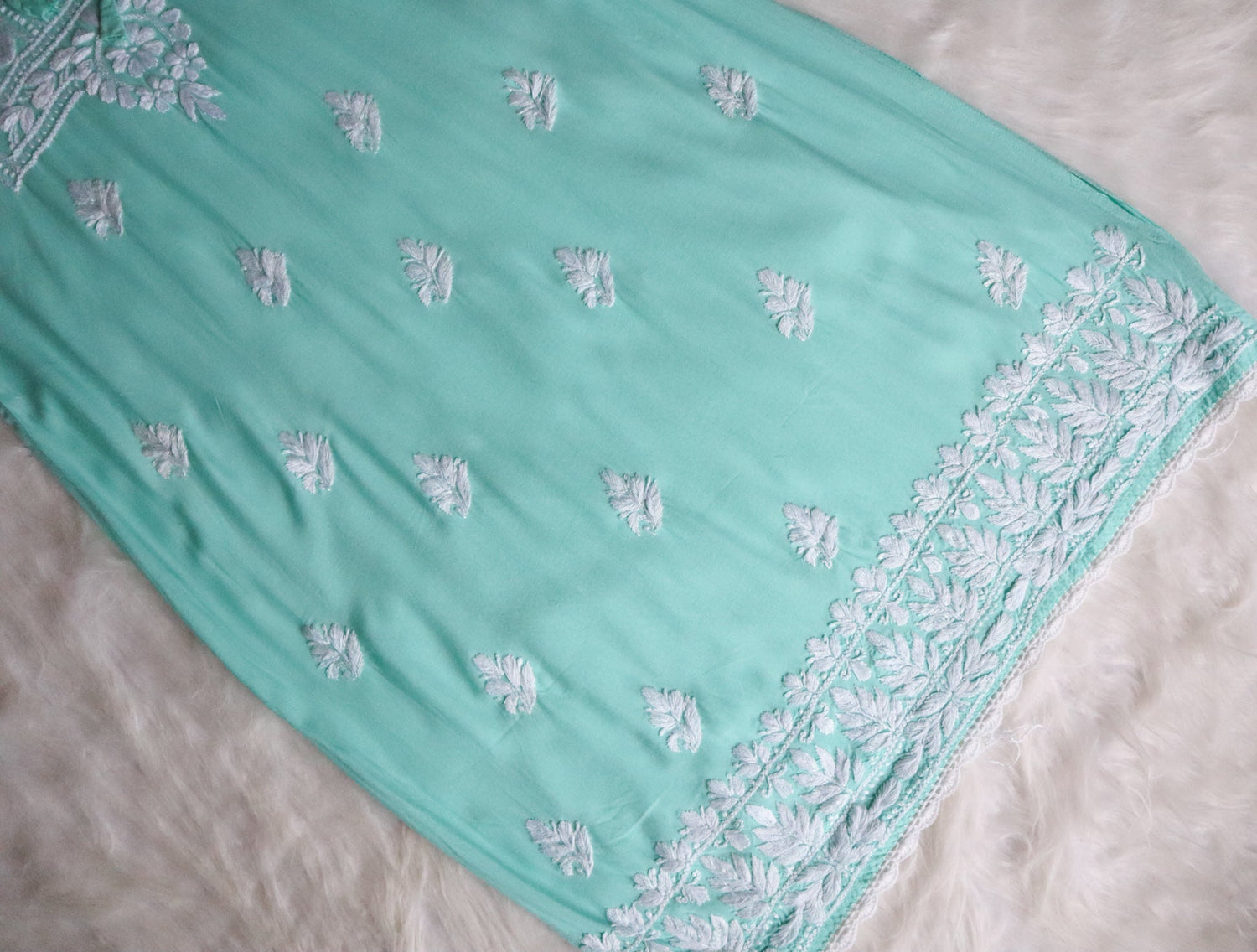 aks Mint Green Long Rayon Kurta