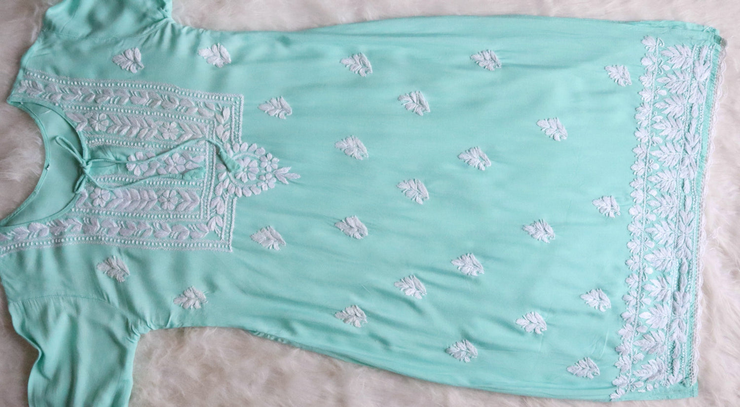 aks Mint Green Long Rayon Kurta