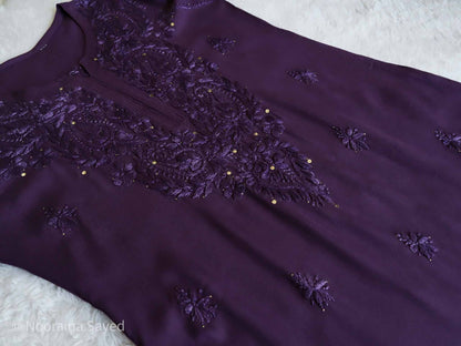 Ahana Purple Rayon sequin Long Kurta