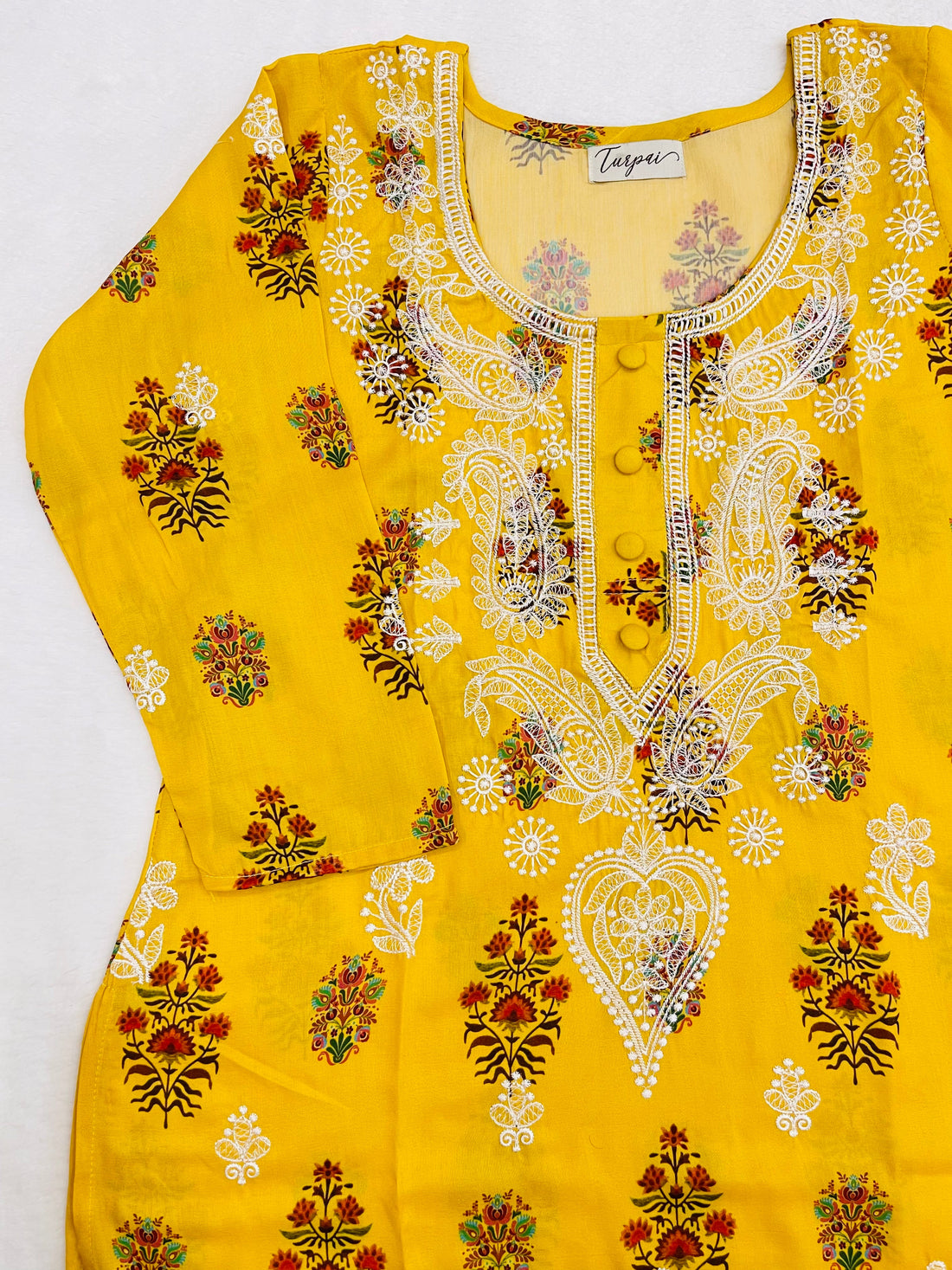 Kaveri Marigold Chikankari work Kurti