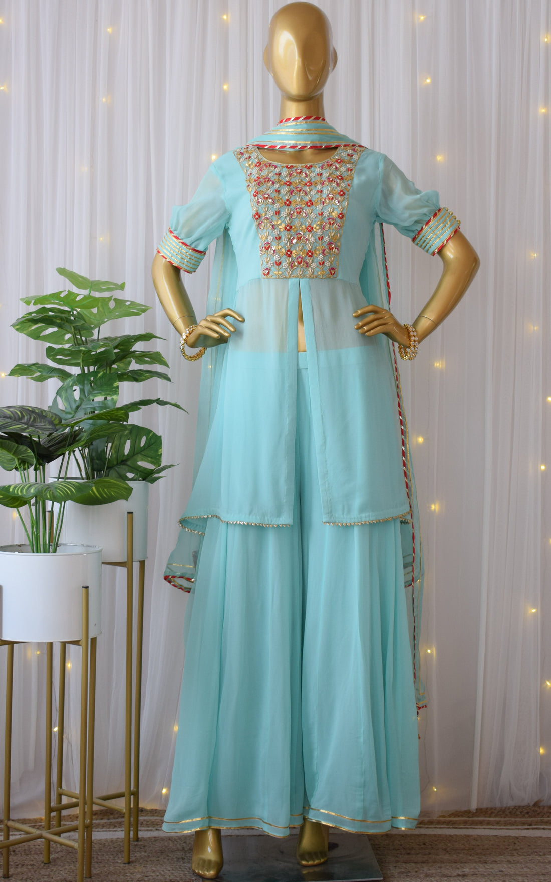 Sky Blue Gota Patti Sharara Set