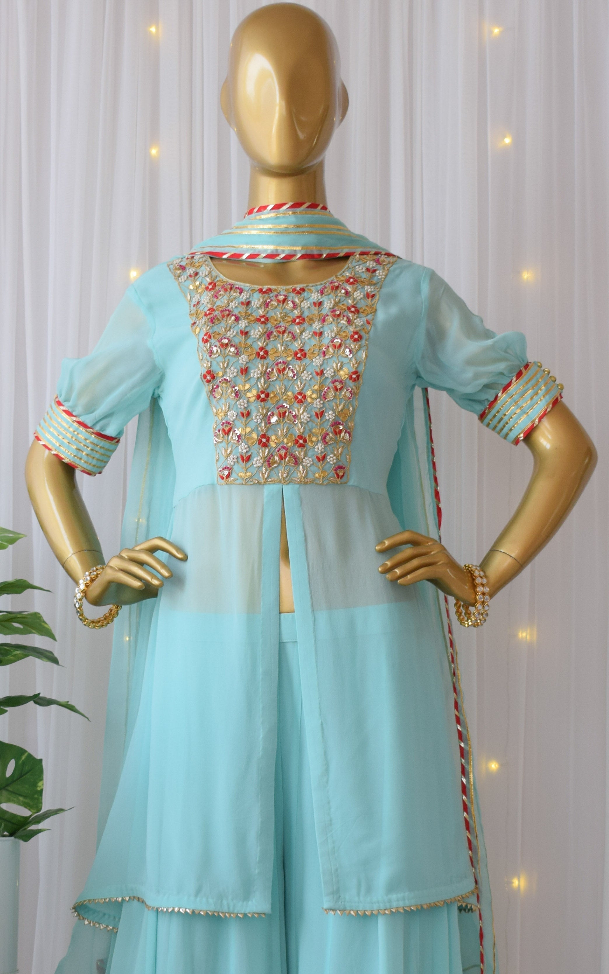 Sky Blue Gota Patti Sharara Set