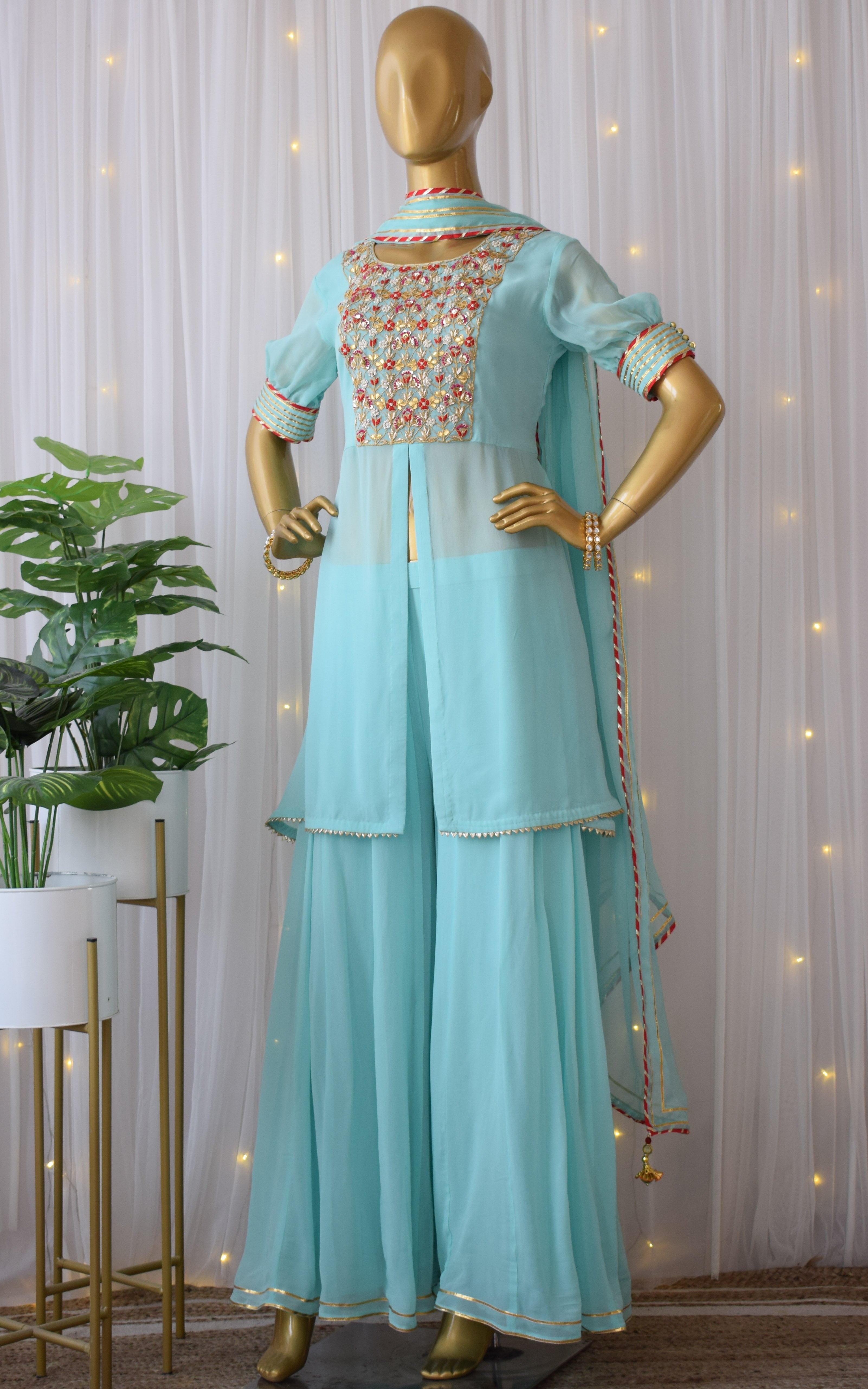 Sky Blue Gota Patti Sharara Set