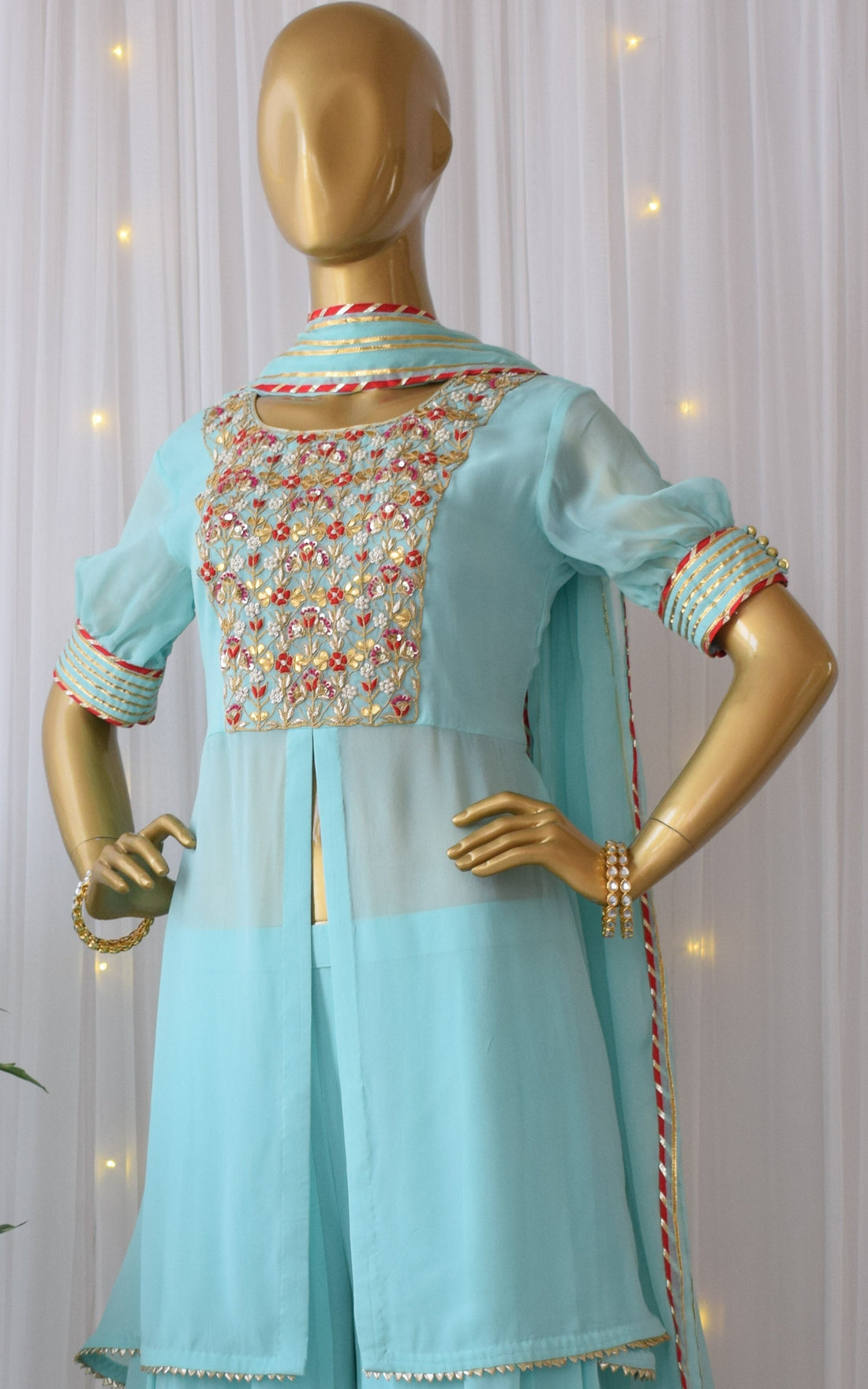 Sky Blue Gota Patti Sharara Set