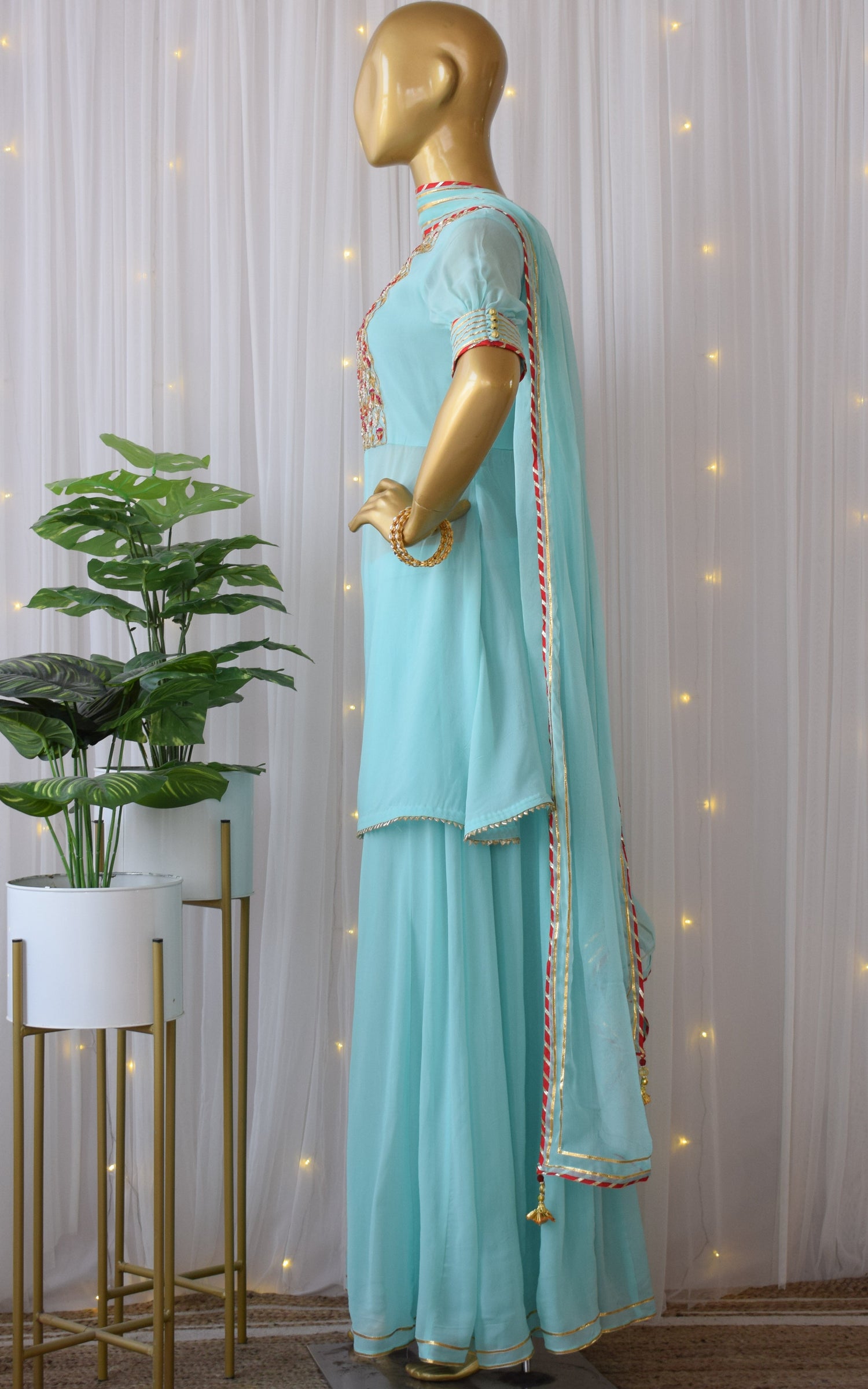 Sky Blue Gota Patti Sharara Set