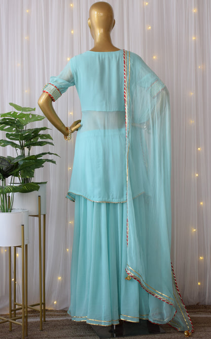 Sky Blue Gota Patti Sharara Set