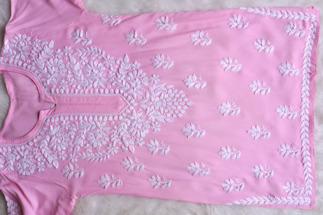 Suhana Baby Pink Short Rayon Kurta