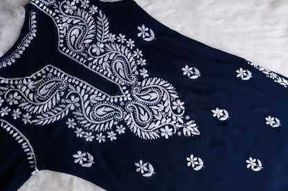 Tanera Navy Blue Long Rayon kurta