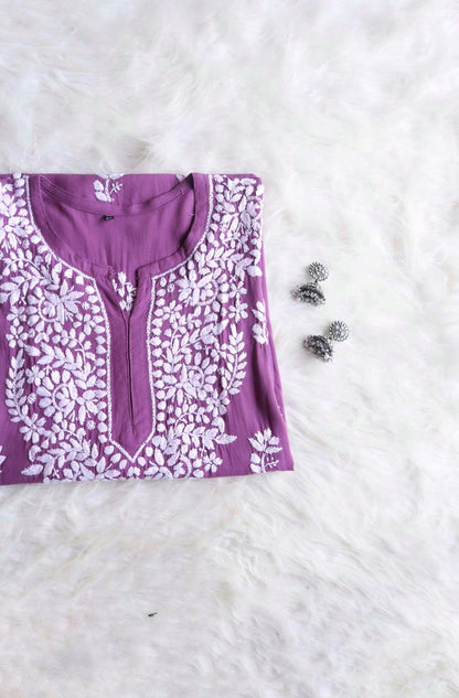 Suhana Dusty Purple Short Rayon Kurta