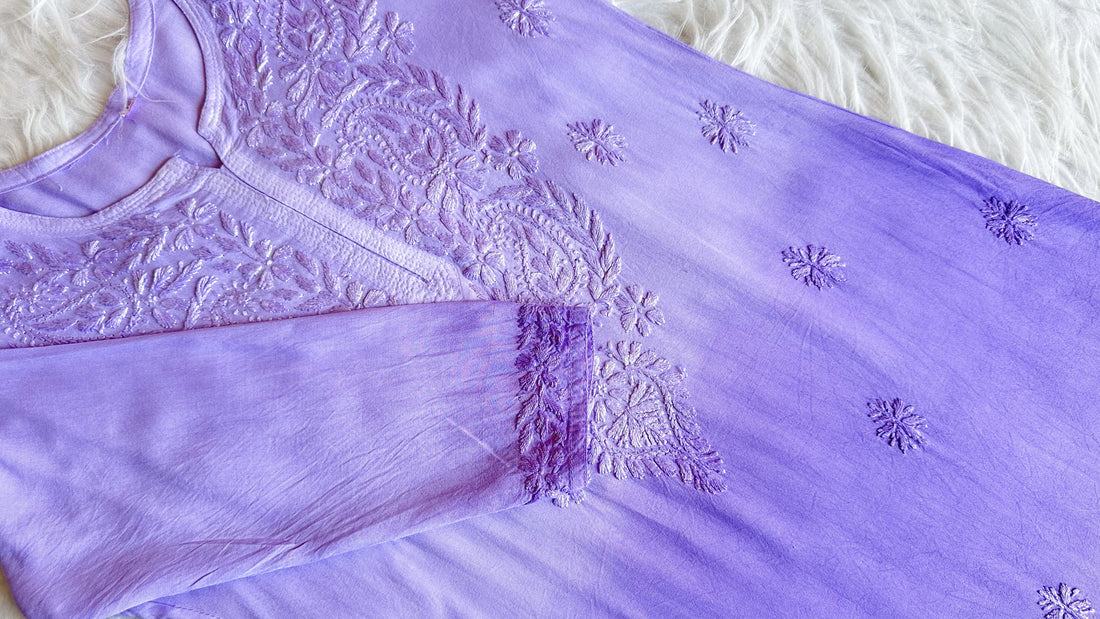 Hena Lavender Ombre Long Rayon Kurta