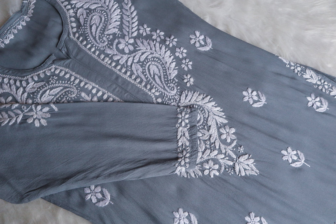 Tanera Grey Long Rayon kurta