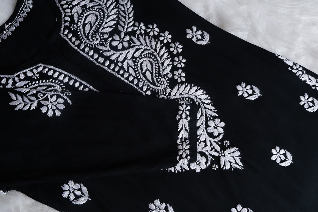 Tanera Black Long Rayon kurta