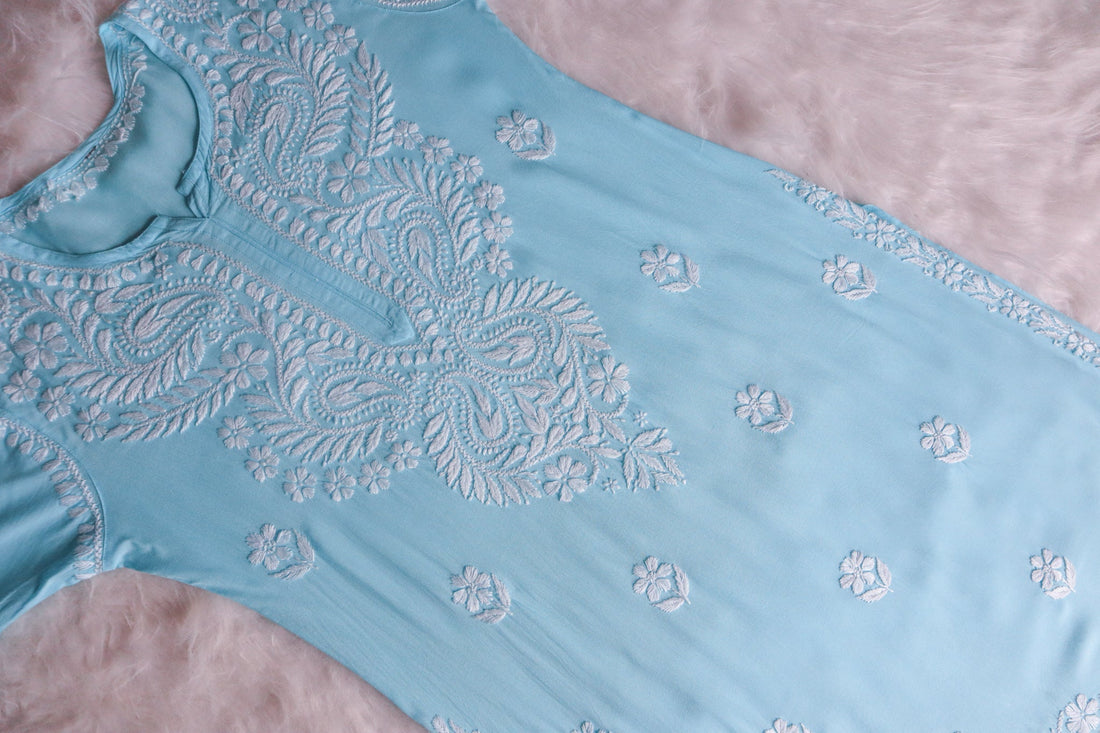 Tanera Sky Blue Long Rayon kurta