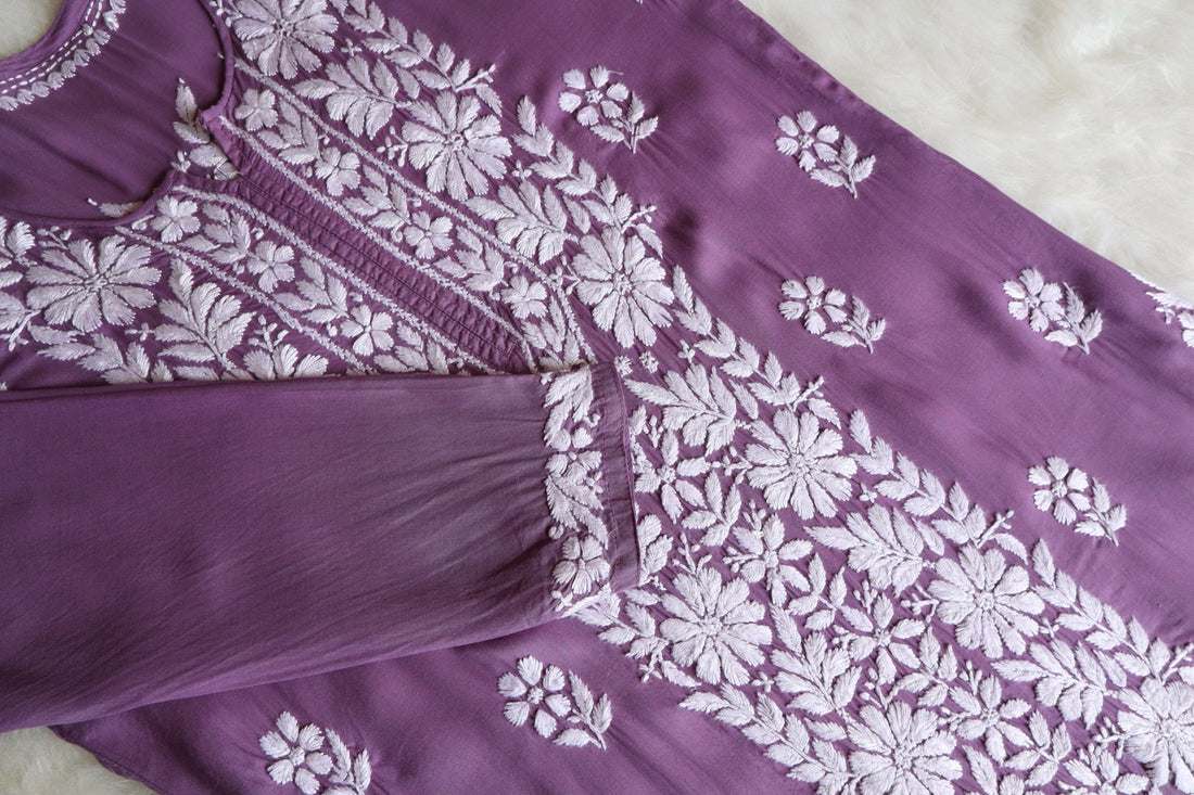 Zeena Dusty Purple Long Rayon Kurta