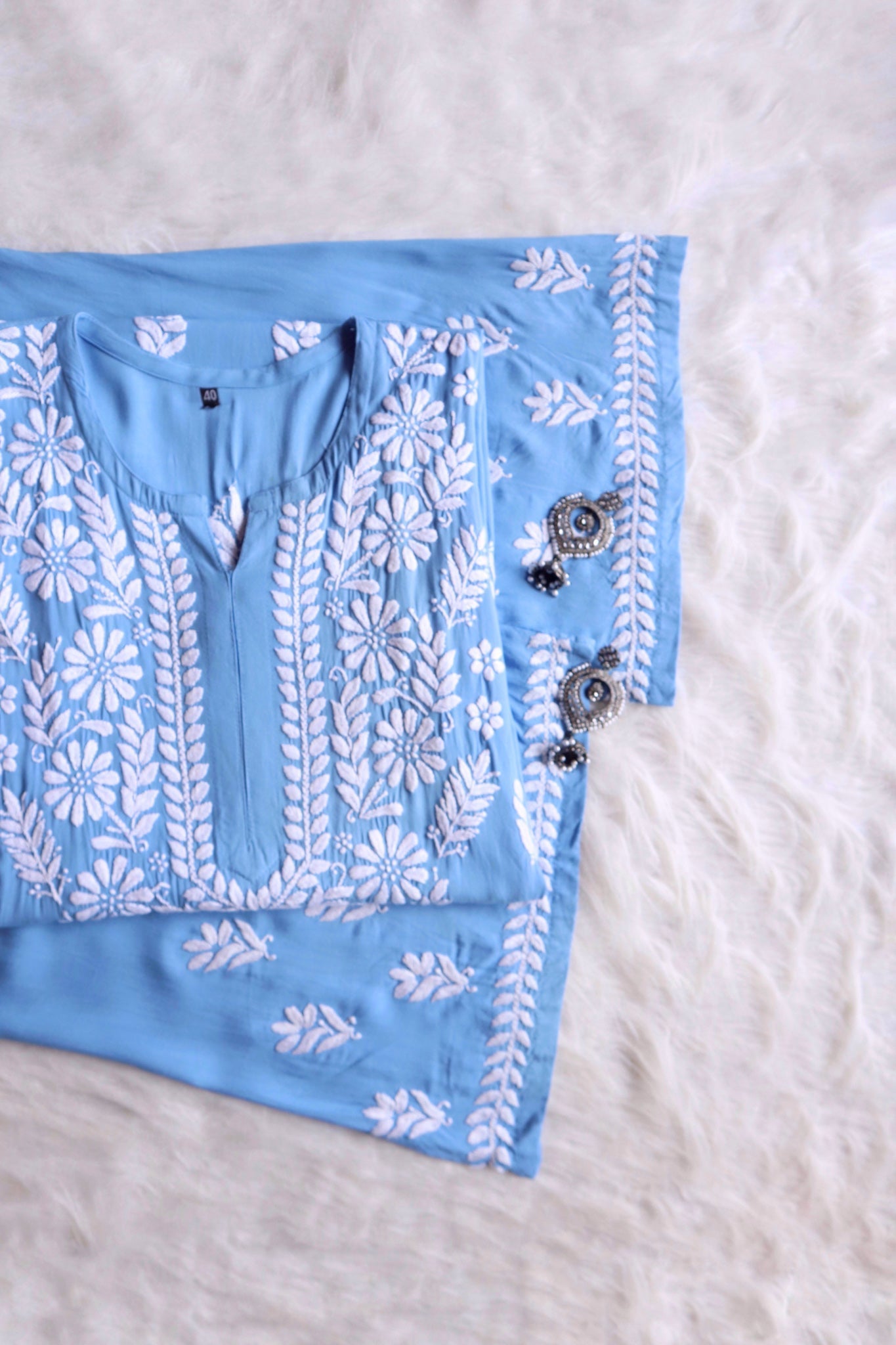 Akira Ice Blue Rayon Kurta Pant set