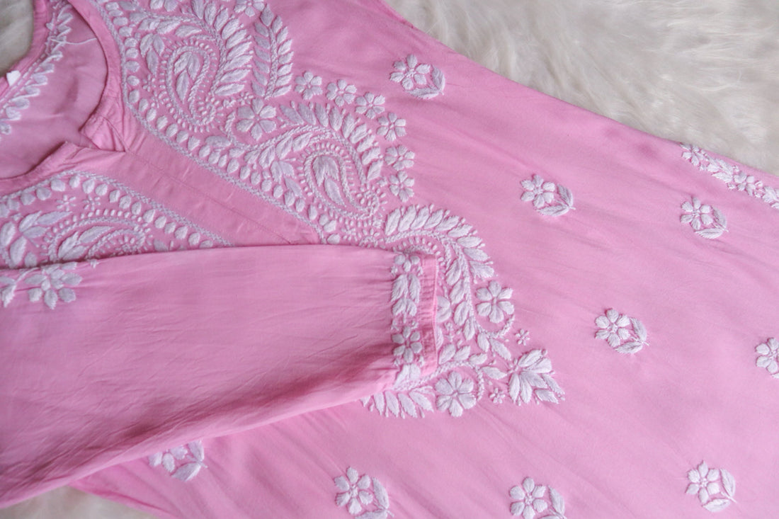 Tanera Pastel Pink Long Rayon kurta