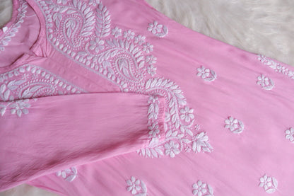 Tanera Pastel Pink Long Rayon kurta